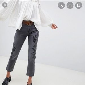 Free people embroidered floral jeans